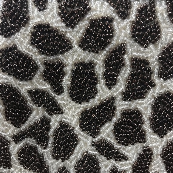 Inge Christopher Clutch Brown Beaded Giraffe Print Luxury Maximalist Neutral 80s - Picture 6 of 12
